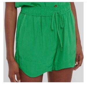 NWOT Ganni Women's Green Ripstop Elastic Waist Shorts Size 32 XS